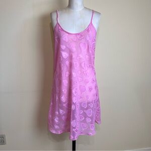VINTAGE 90's VICTORIA’S SECRET pink chiffon heart pattern slip dress
